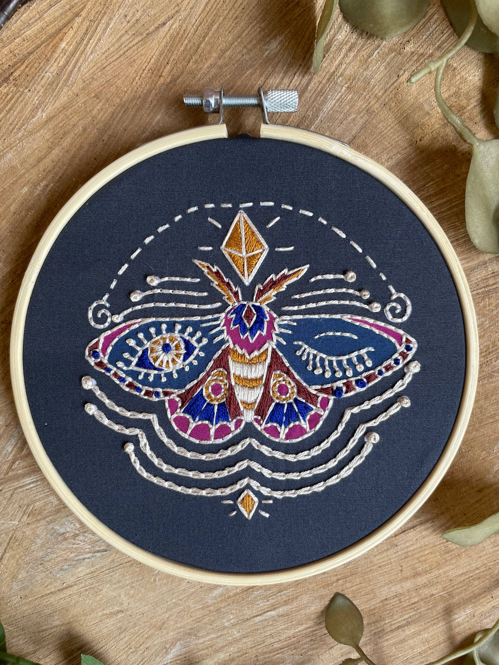 DIY Stitch Kit -  Winking Moth Embroidery Kit