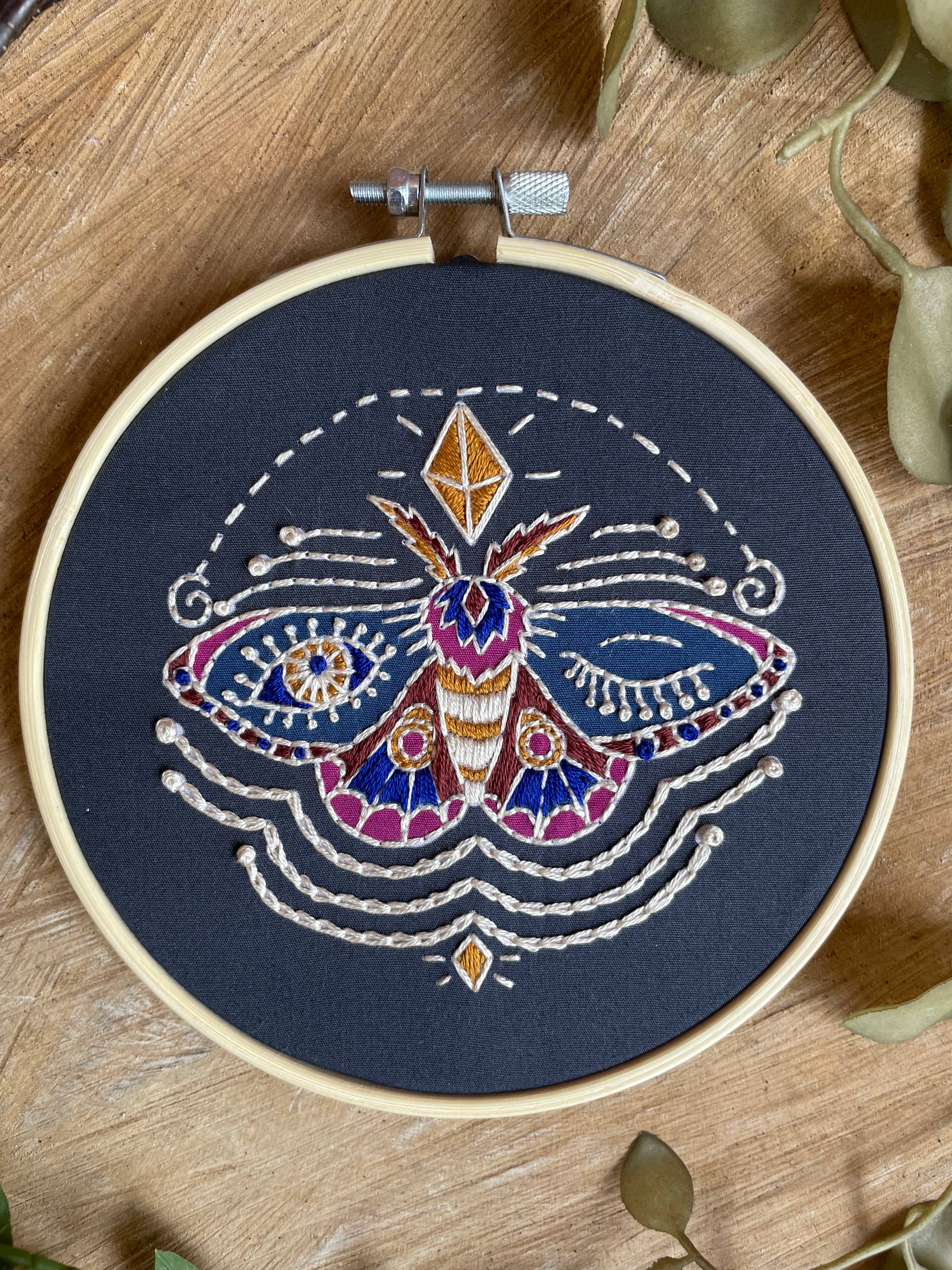 DIY Stitch Kit -  Winking Moth Embroidery Kit