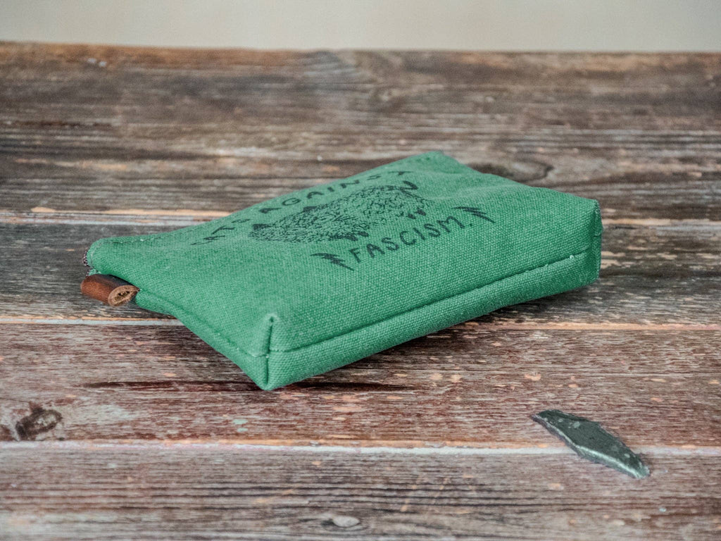 Cats Against Fascism Handprinted Canvas Zipper Pouch