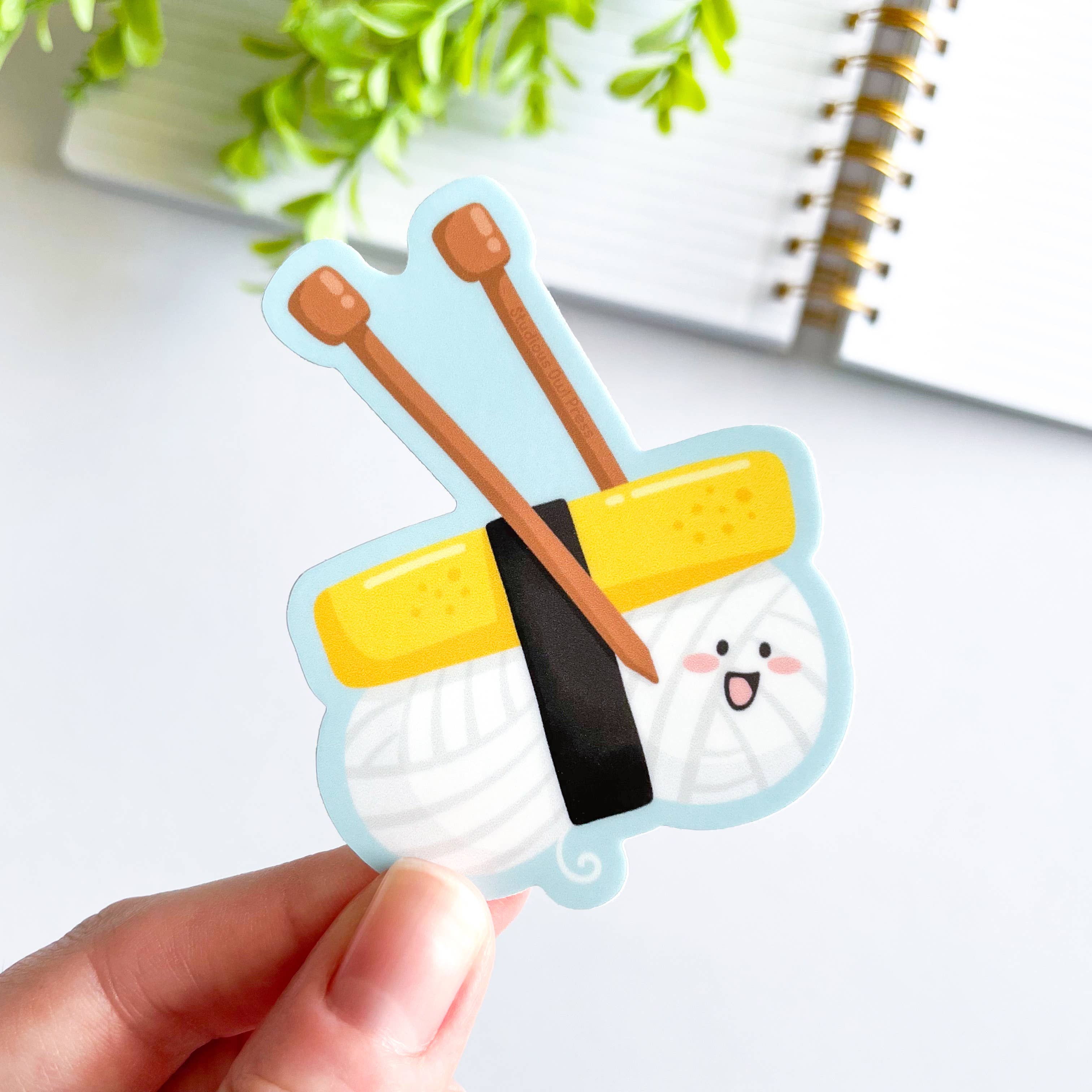 Cute Tamago Yarn Sushi Waterproof Matte Vinyl Sticker