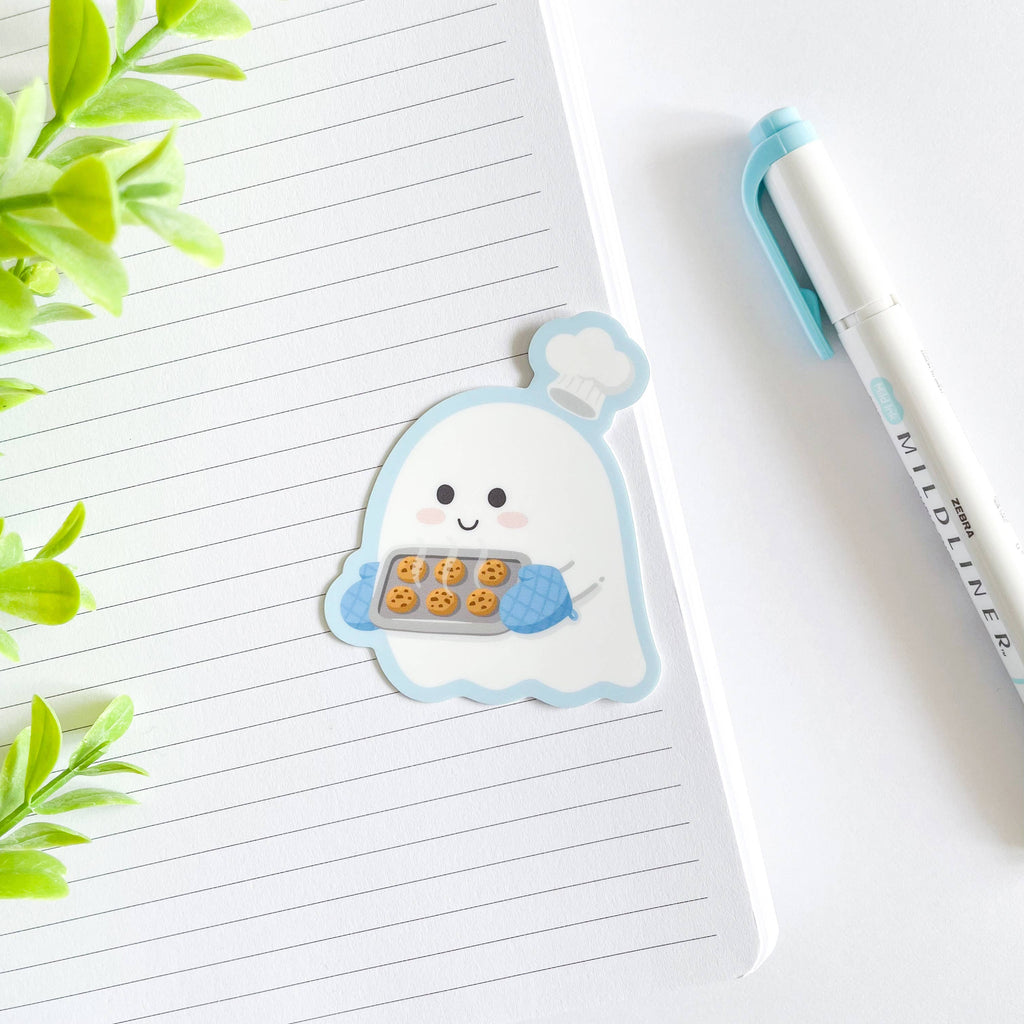Cute Ghost Baking Cookies Waterproof Matte Vinyl Sticker