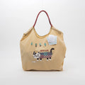 Kusuguru Embroidered Cat Nylon Shoulder Tote bag -Butter Yel