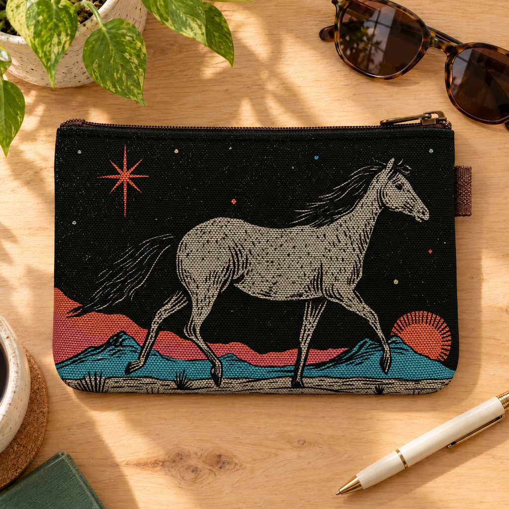 Midnight Rider - Canvas Zipper Pouch