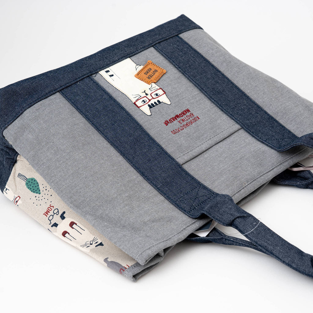 Kusuguru Japan Glasses Cat Multi-Compartment Tote