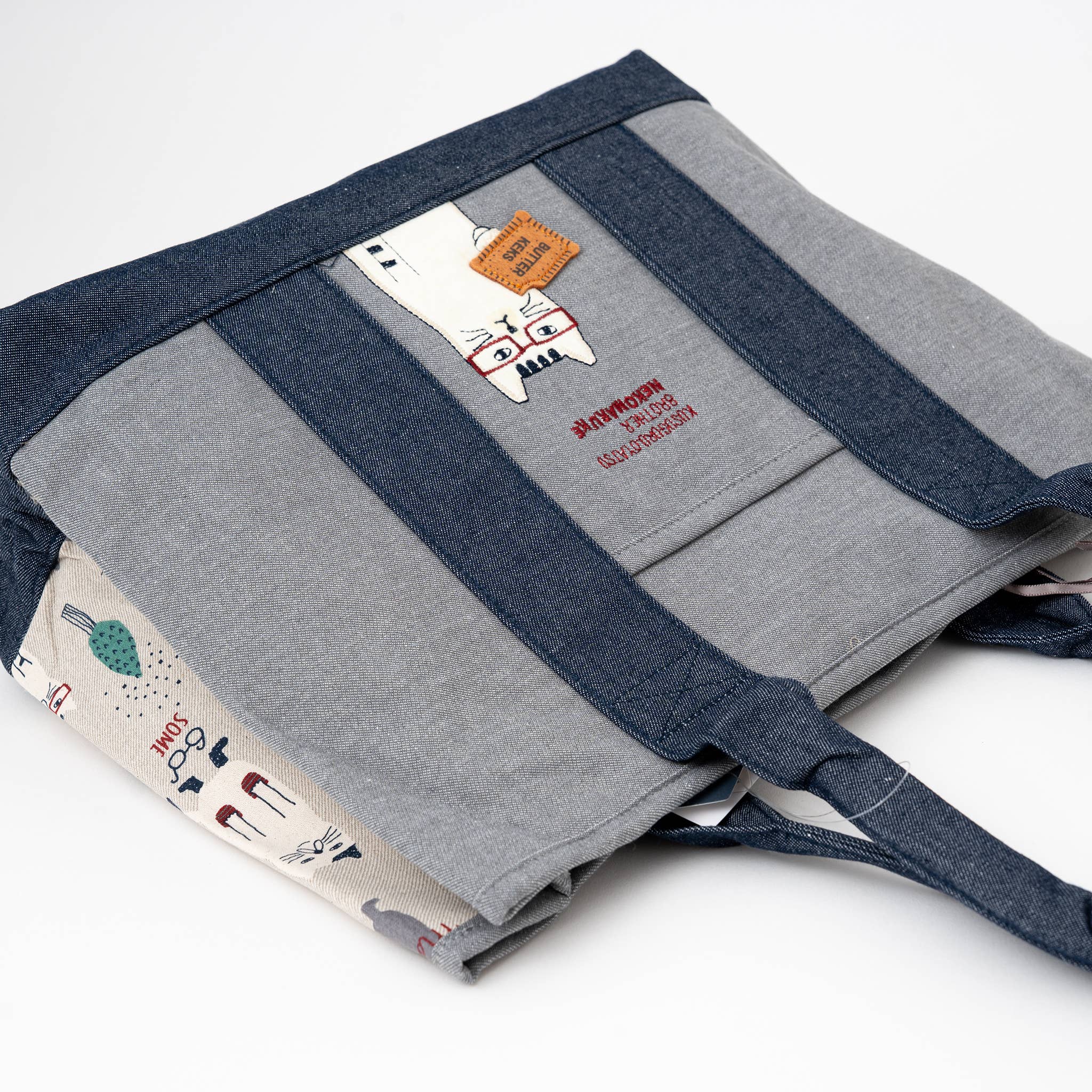Kusuguru Japan Glasses Cat Multi-Compartment Tote