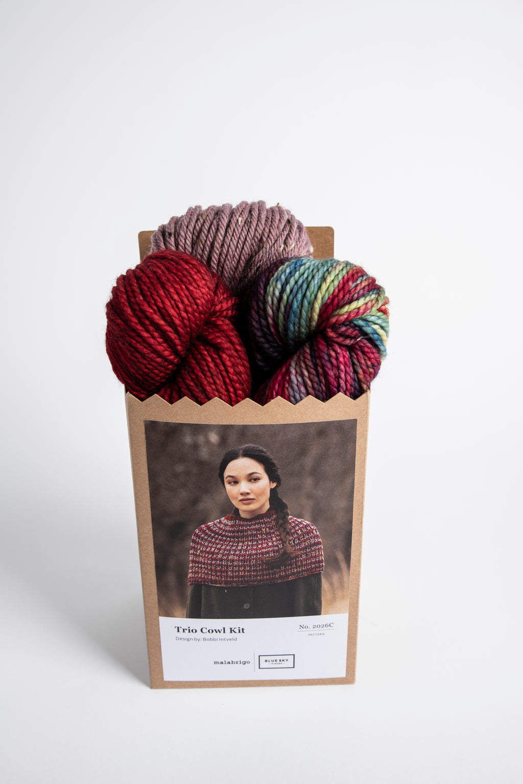 Preorder: holiday kit 2026 Malabrigo x BlueSky Trio Cowl