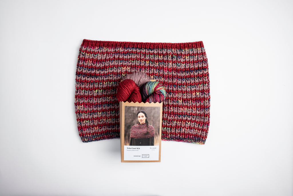 Preorder: holiday kit 2026 Malabrigo x BlueSky Trio Cowl