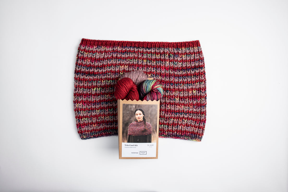 Preorder: holiday kit 2026 Malabrigo x BlueSky Trio Cowl