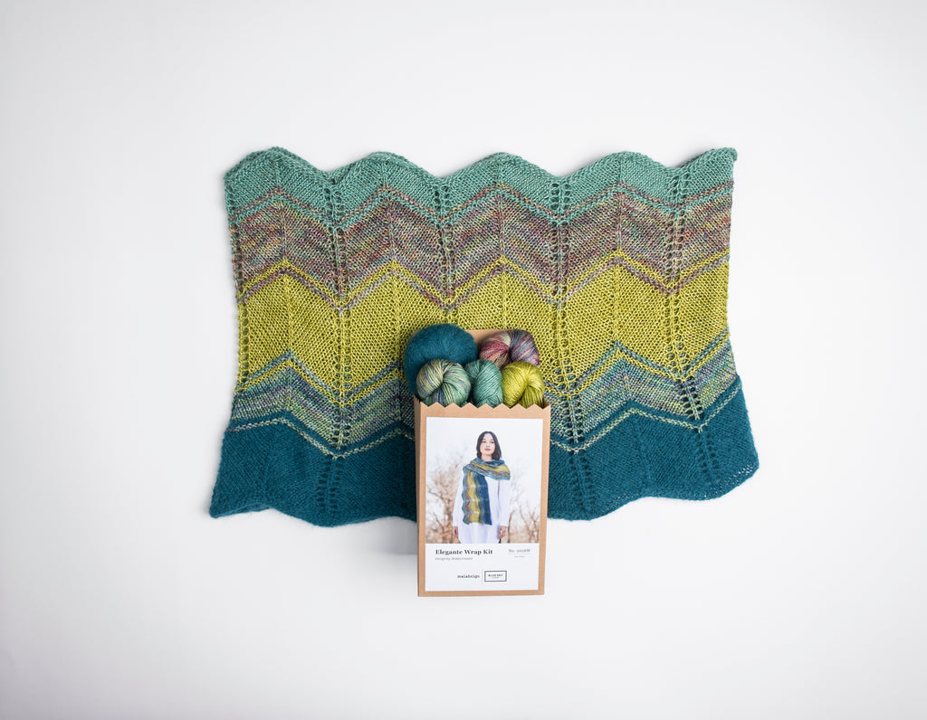 Preorder: holiday kit 2026 Malabrigo x BlueSky Elegante Wrap
