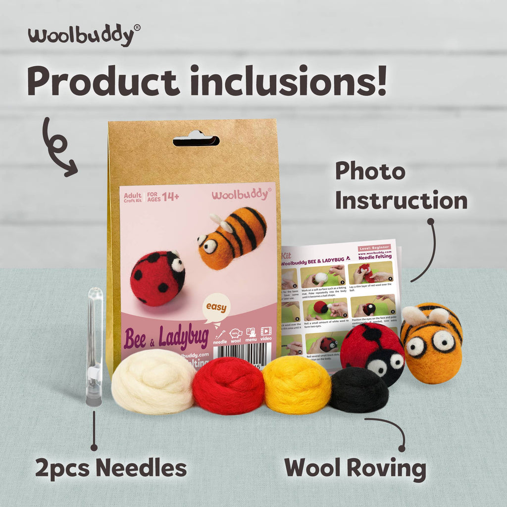 DIY Needle Felting Kit - Bee and Ladybug
