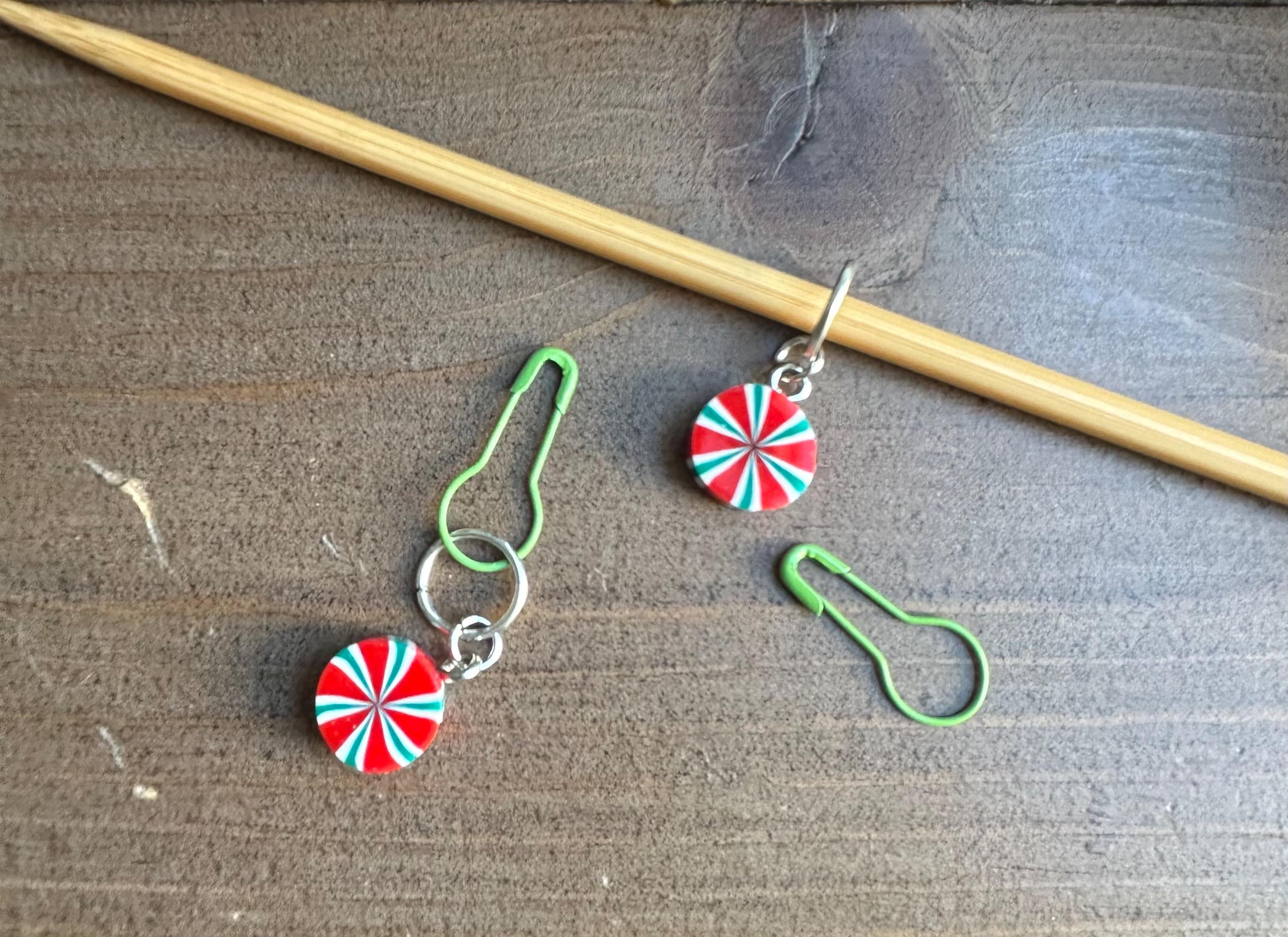 Peppermint  stitch marker set - 2 piece