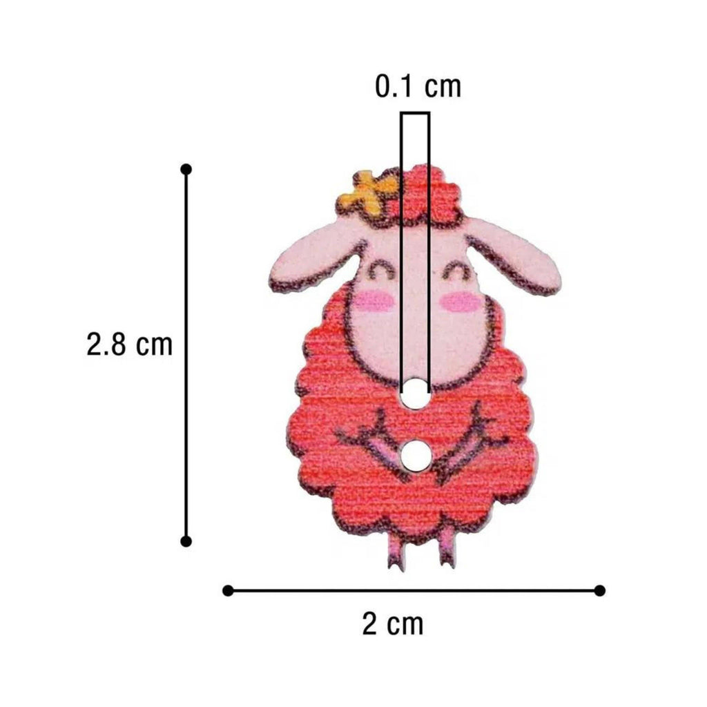 Mix Of Colorful Sheep Wooden Buttons 1.1 Inch Size / Craft,
