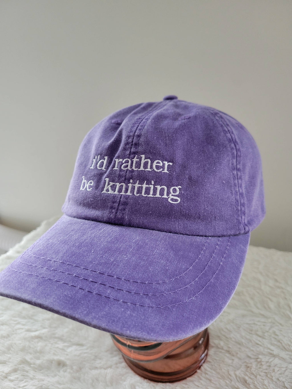 "i'd rather be knitting" Baseball Hat