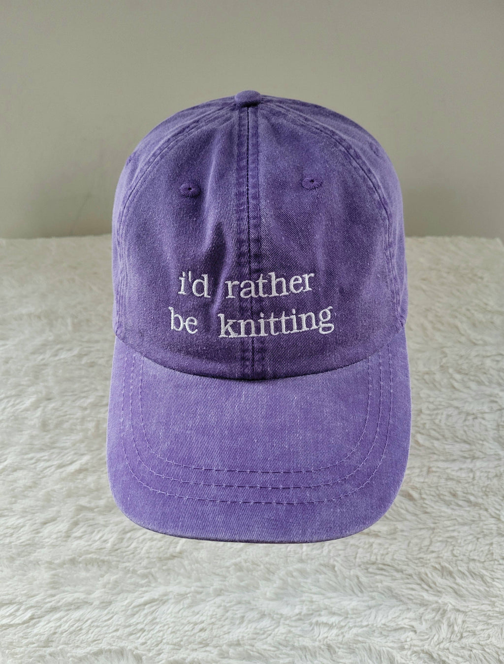"i'd rather be knitting" Baseball Hat