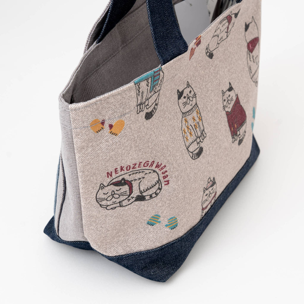 Kusuguru Japan Fat Cat Fabric Lunch Tote B- two color