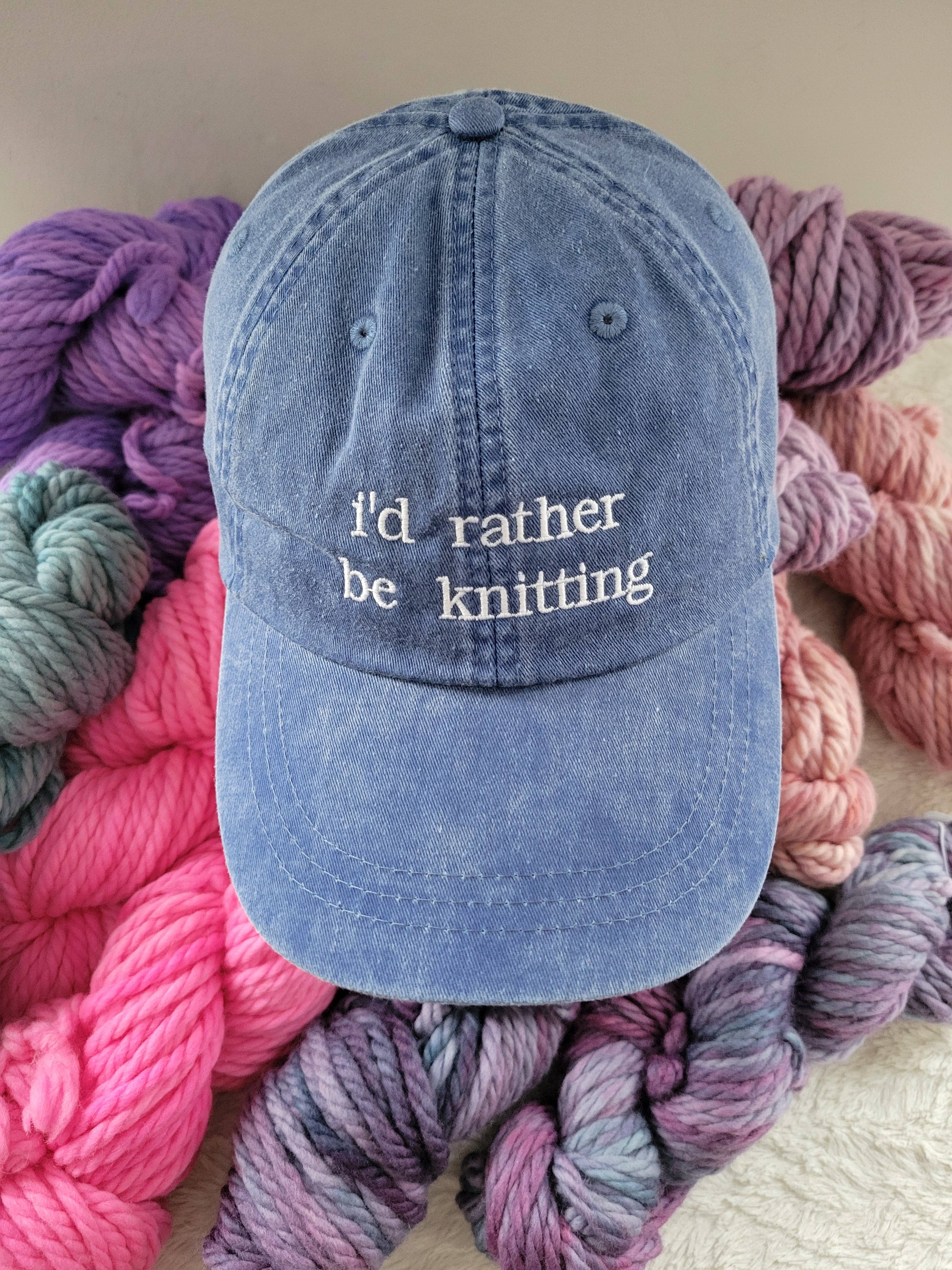 "i'd rather be knitting" Baseball Hat