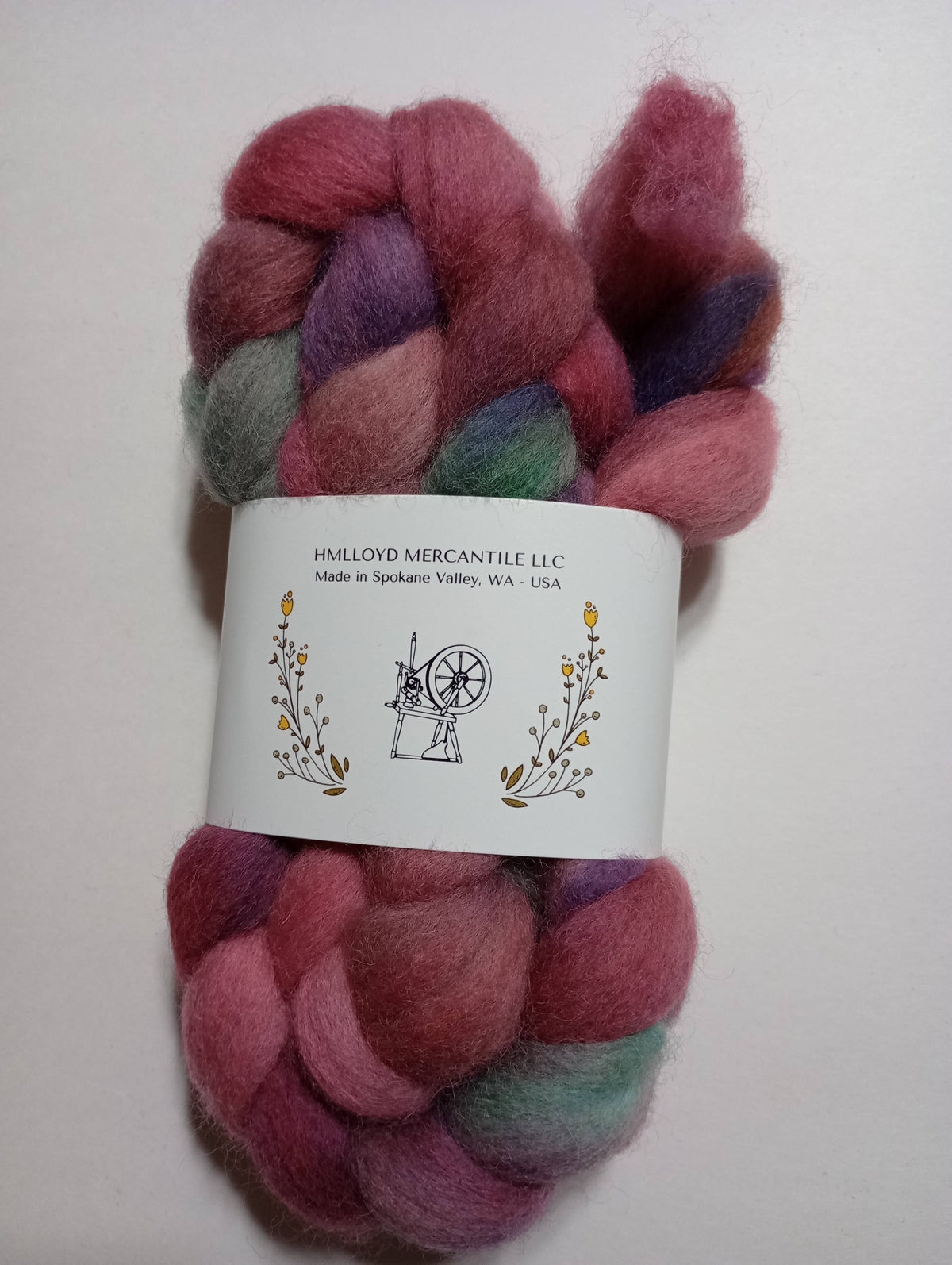 HM Lloyd Kent Romney Hand Dyed Roving - 100 g. braids - OOAK Color