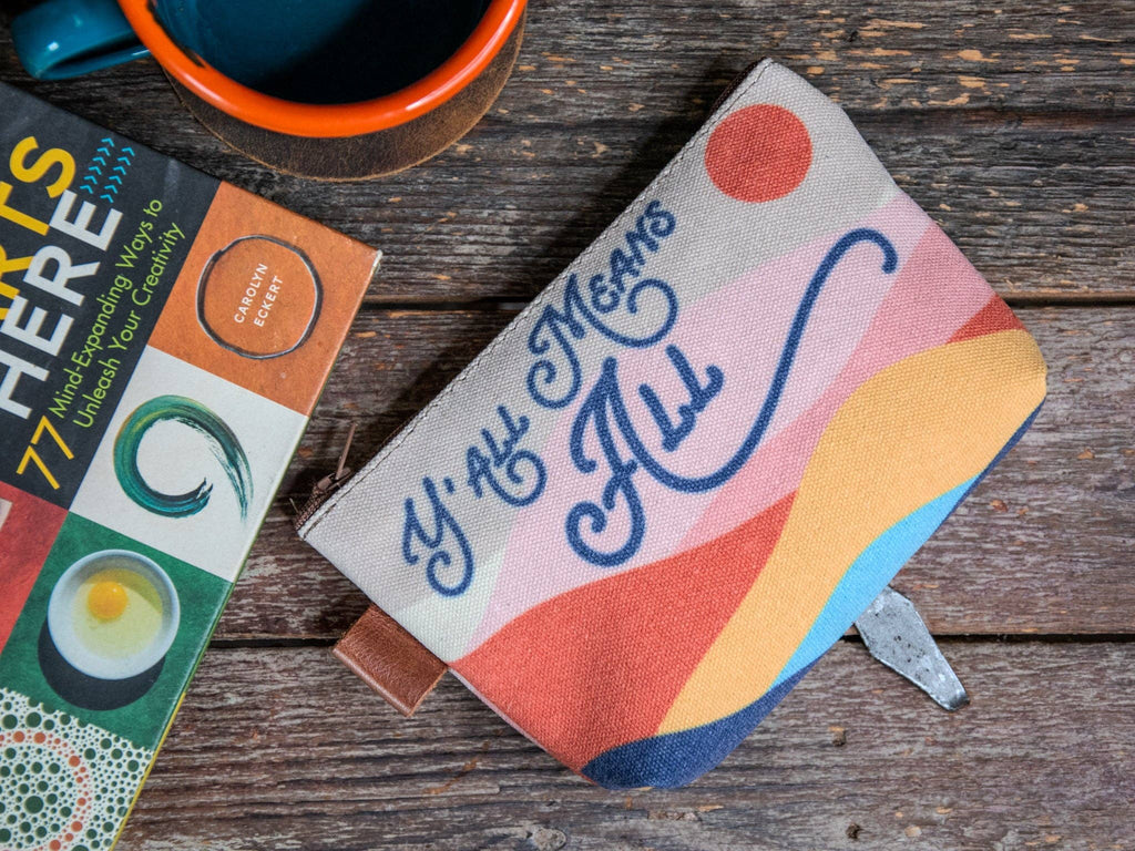 Y'all Means All Mountain Handprinted Canvas Zipper Pouch
