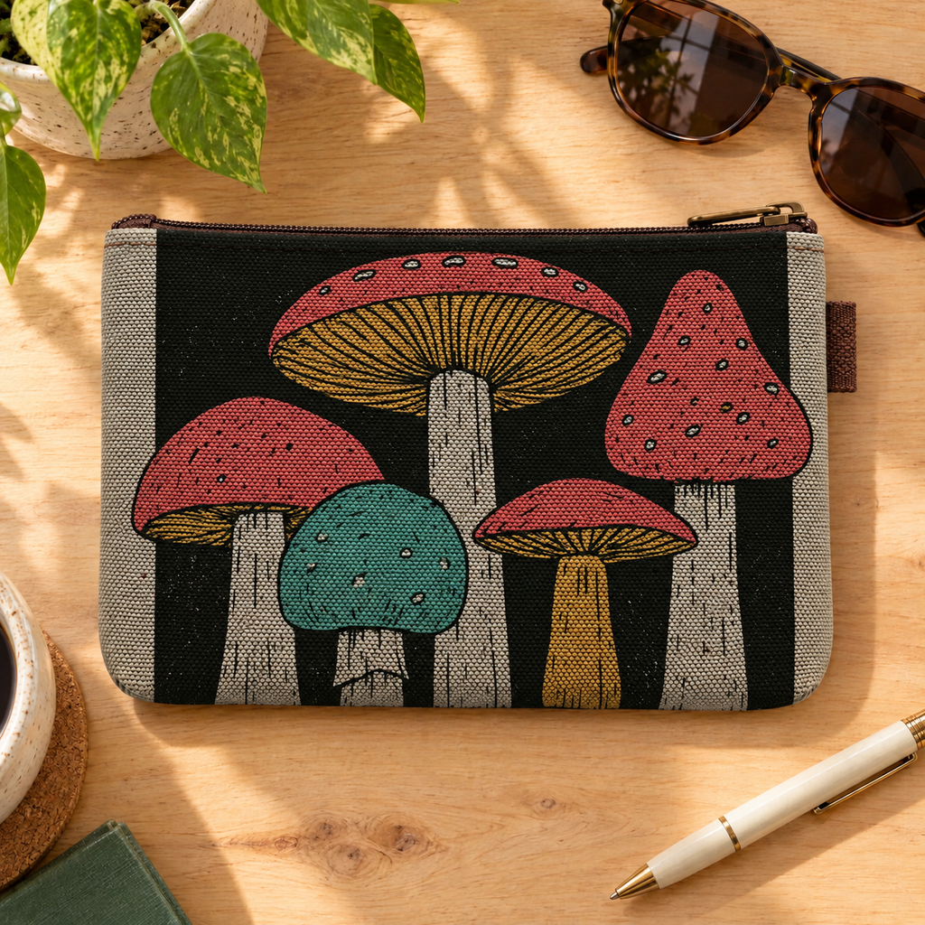 Magic Mushrooms - Canvas Zipper Pouch