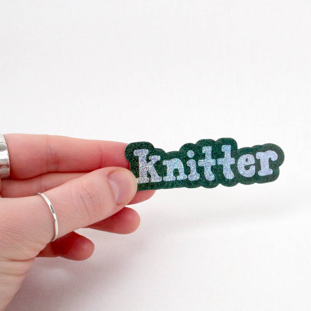 Glitter Knitter Sticker - Green