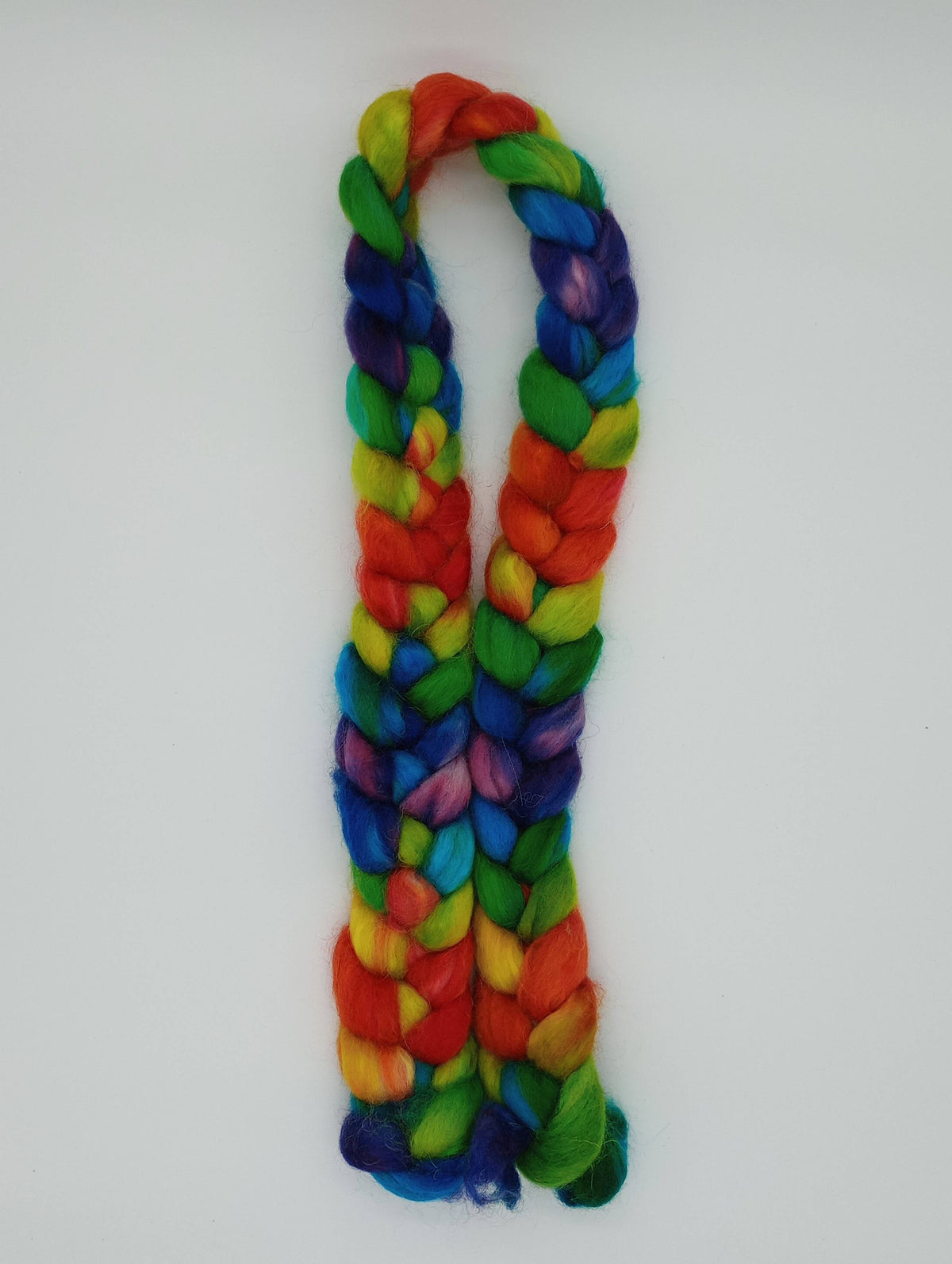 HM Lloyd BFL/Mohair Hand Dyed Roving - 100 g. braids - Rainbow