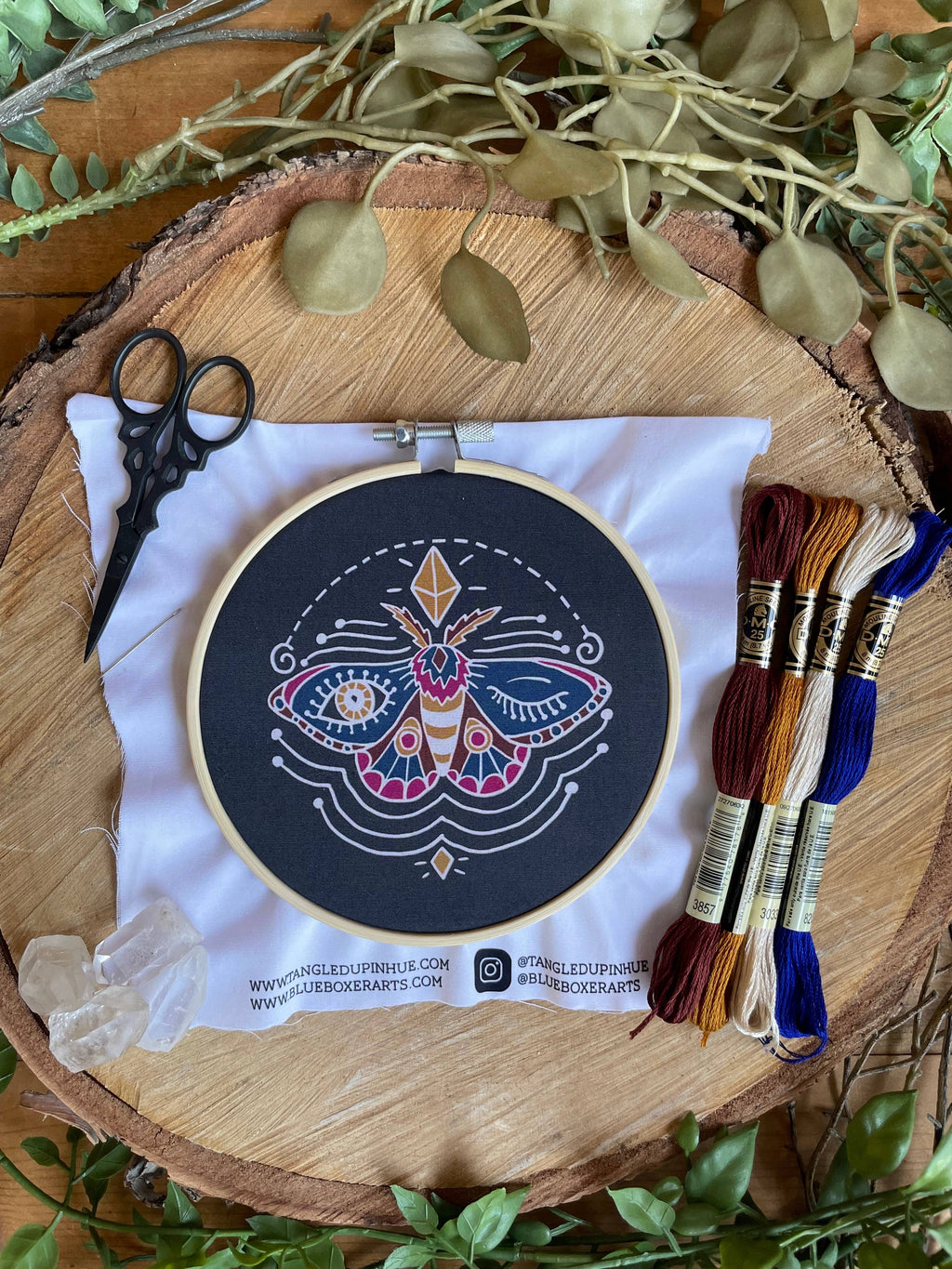 DIY Stitch Kit -  Winking Moth Embroidery Kit