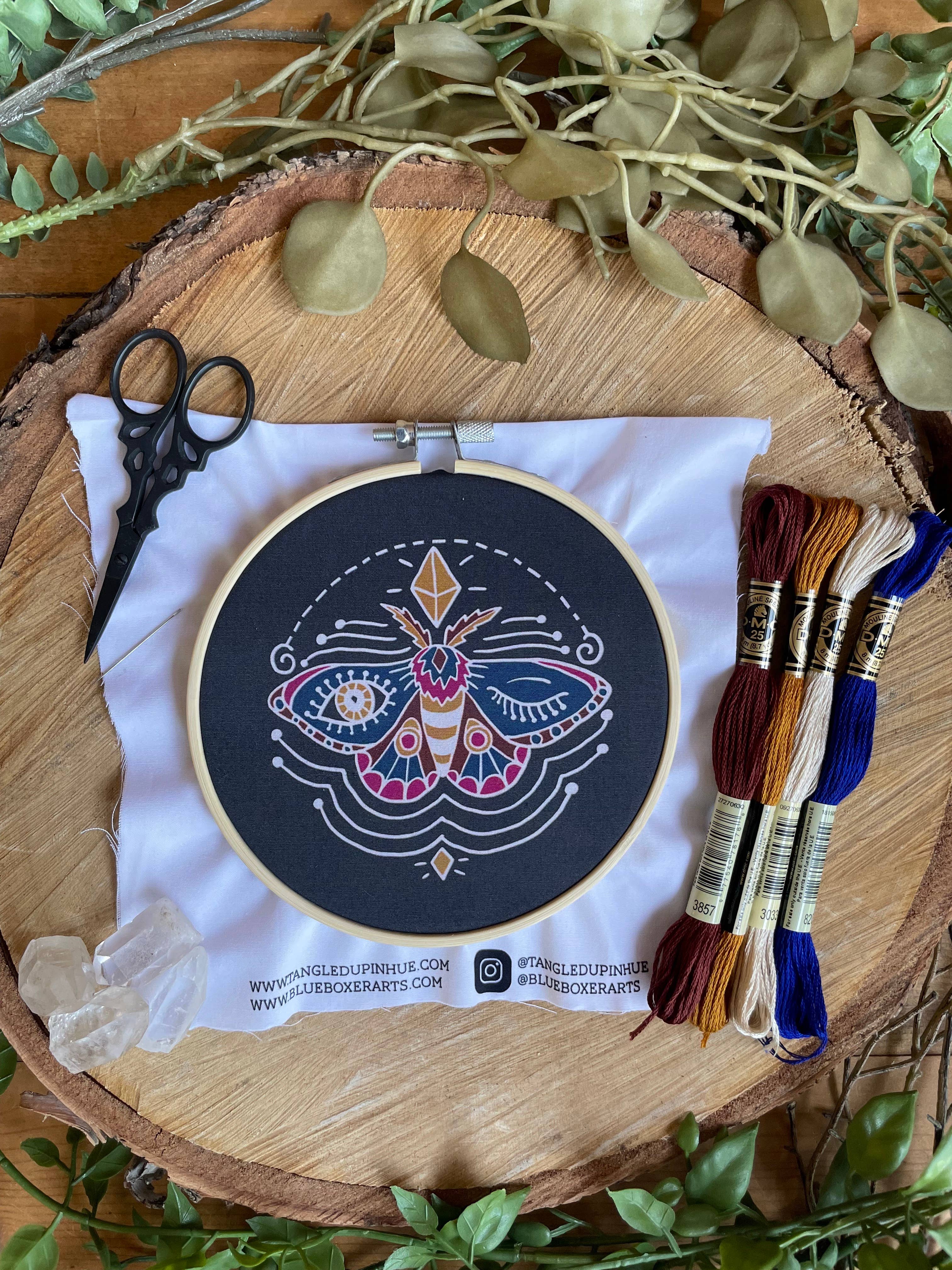 DIY Stitch Kit -  Winking Moth Embroidery Kit
