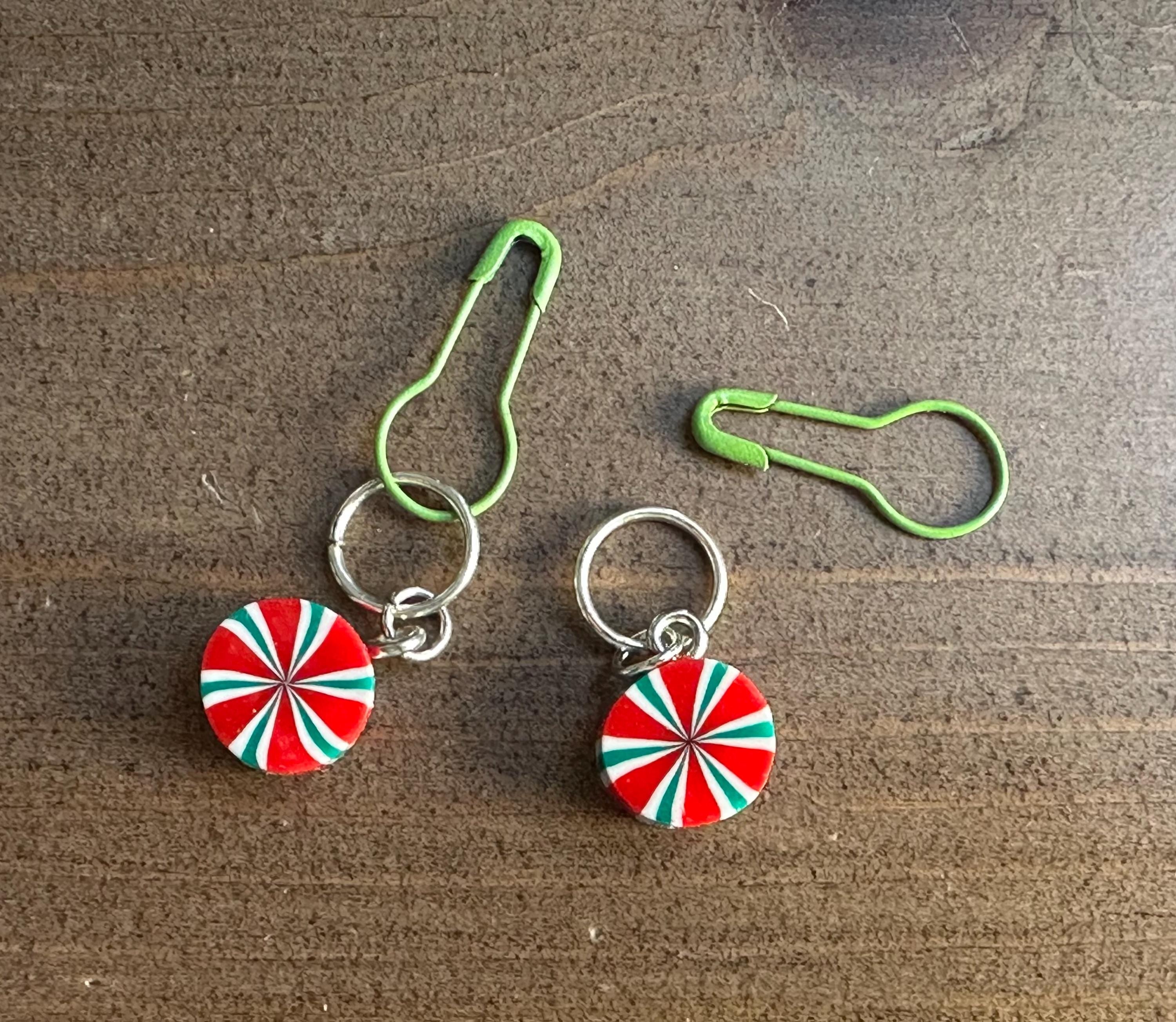 Peppermint  stitch marker set - 2 piece