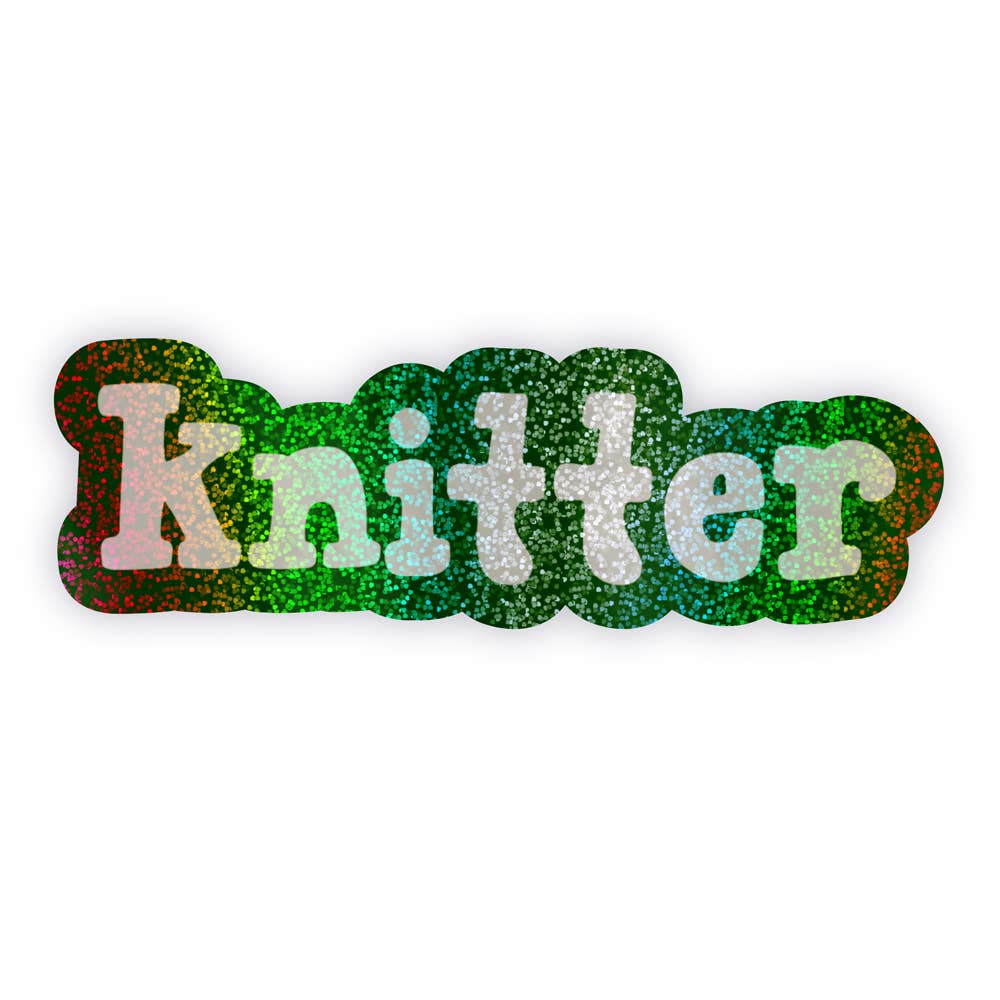 Glitter Knitter Sticker - Green