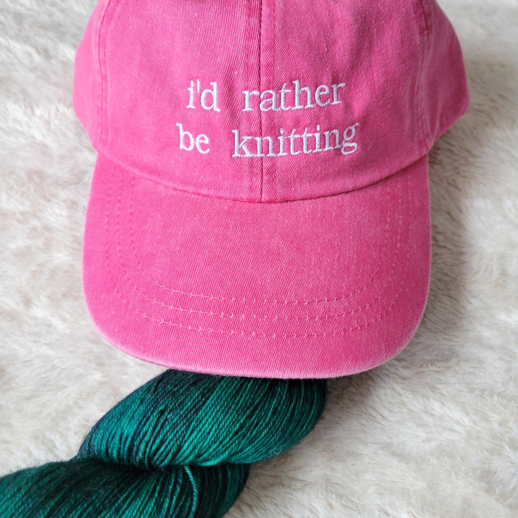 "i'd rather be knitting" Baseball Hat