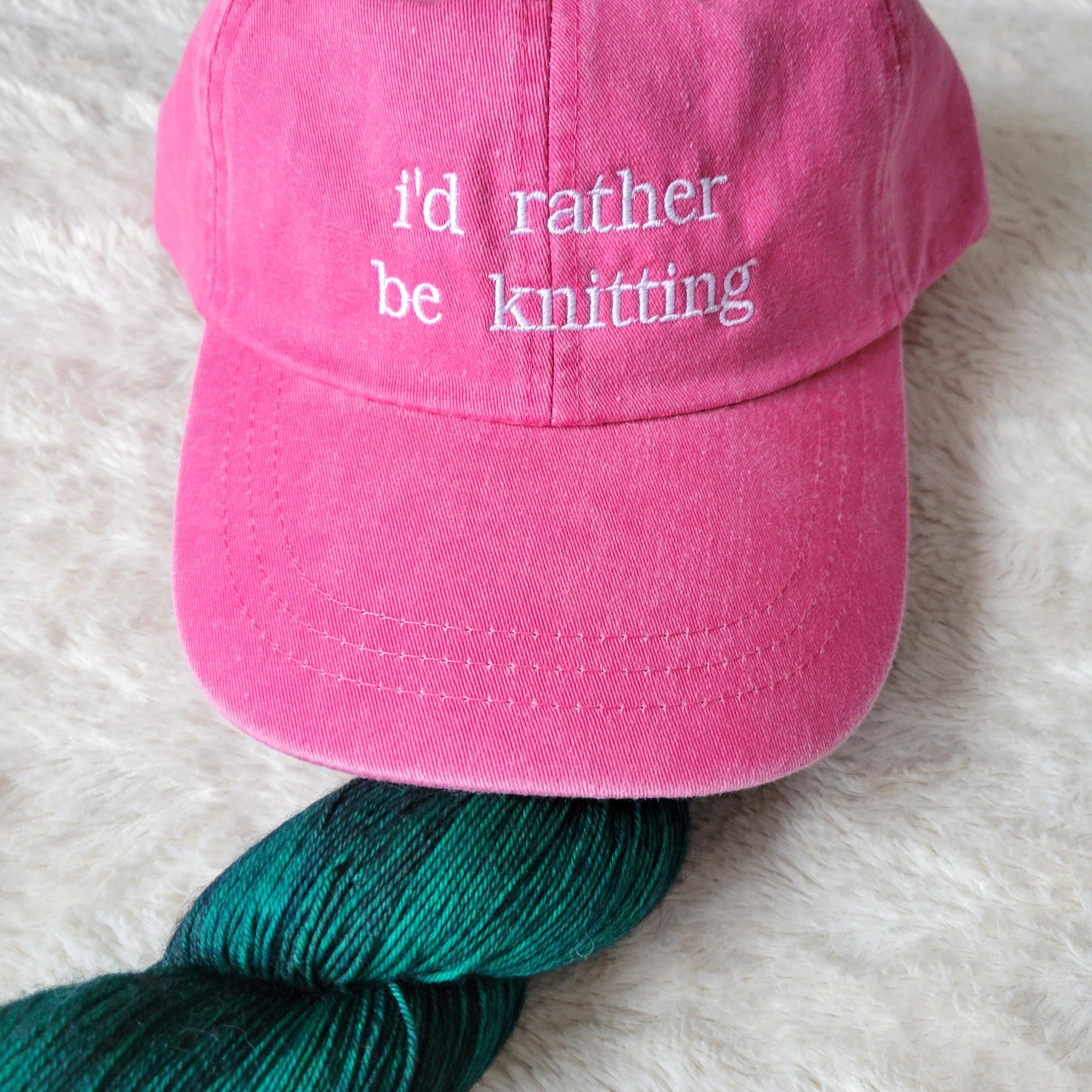 "i'd rather be knitting" Baseball Hat