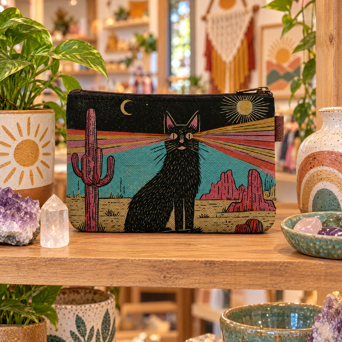 Cosmic Rainbow Cat – Retro Zipper Pouch