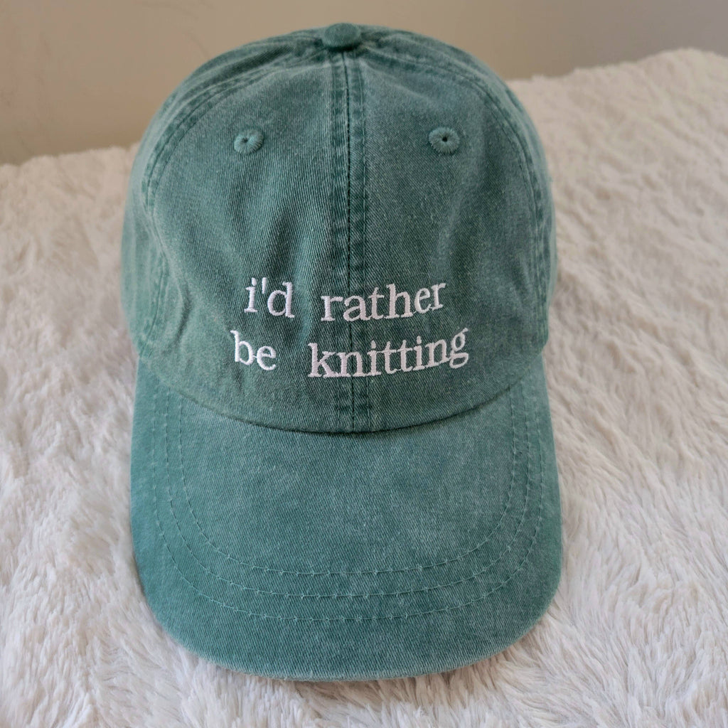"i'd rather be knitting" Baseball Hat