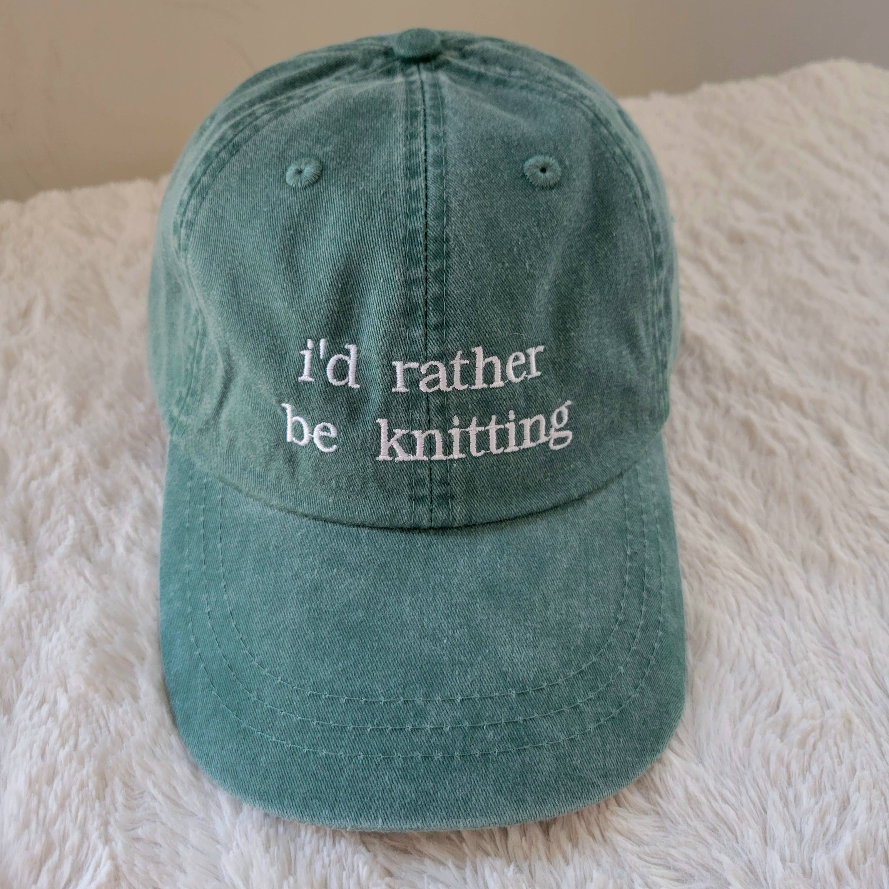 "i'd rather be knitting" Baseball Hat