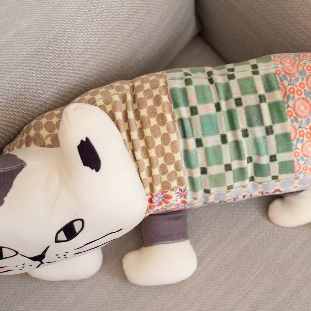 Kusuguru Japan "Matilda" Patchwork Cat Plush - Long Pillow