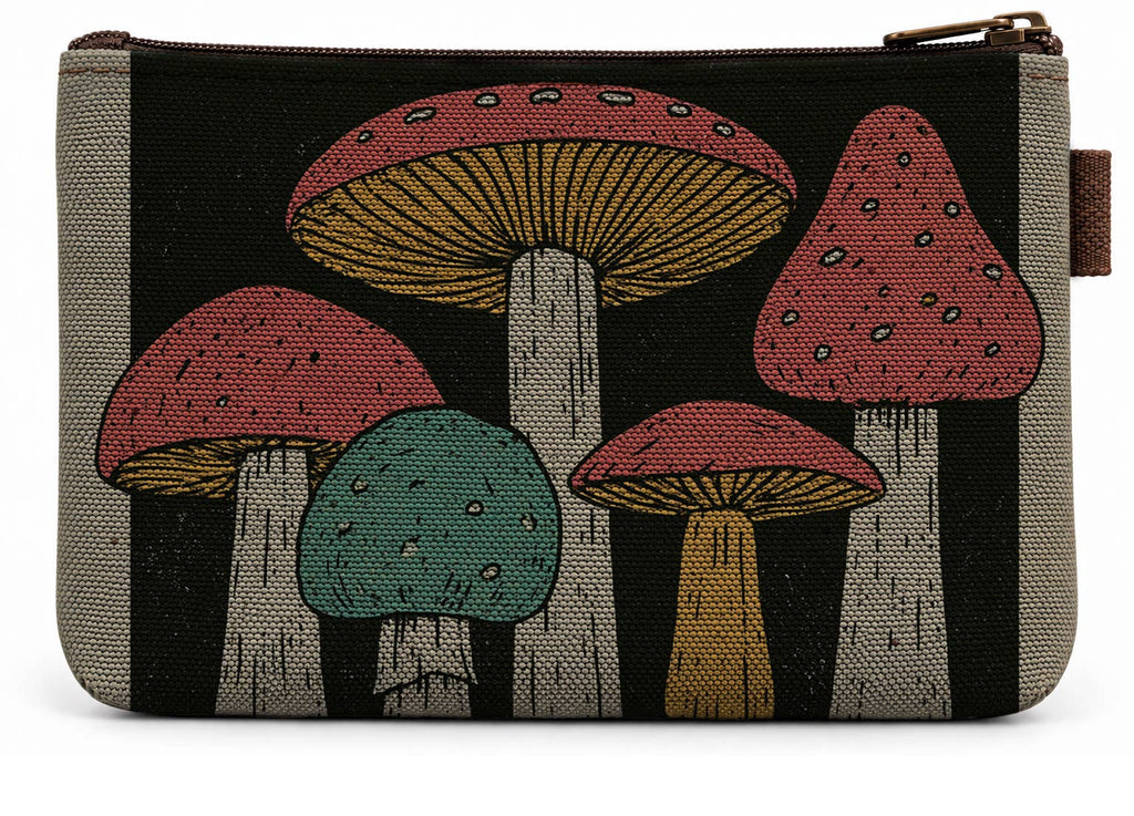 Magic Mushrooms - Canvas Zipper Pouch
