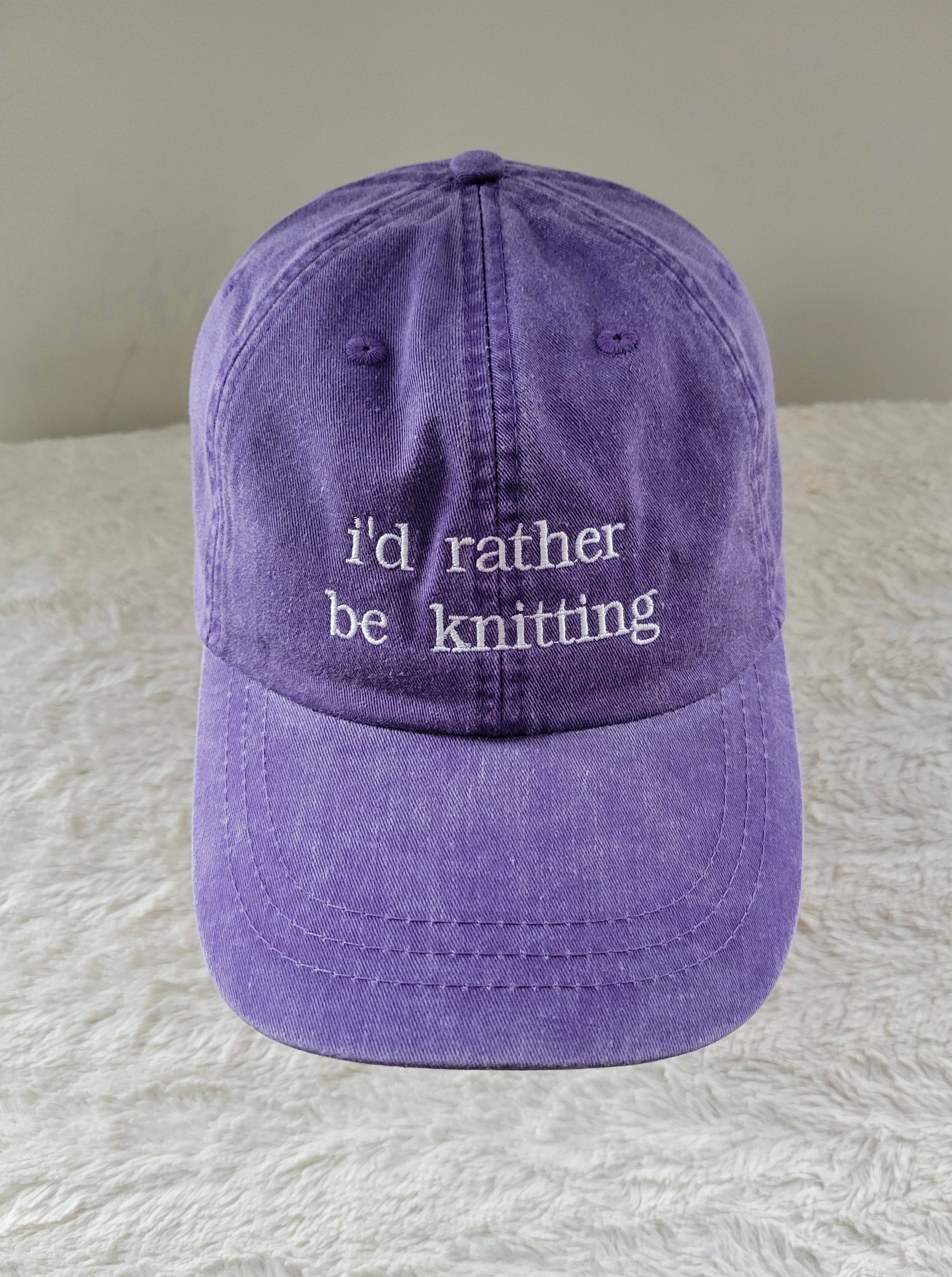 "i'd rather be knitting" Baseball Hat