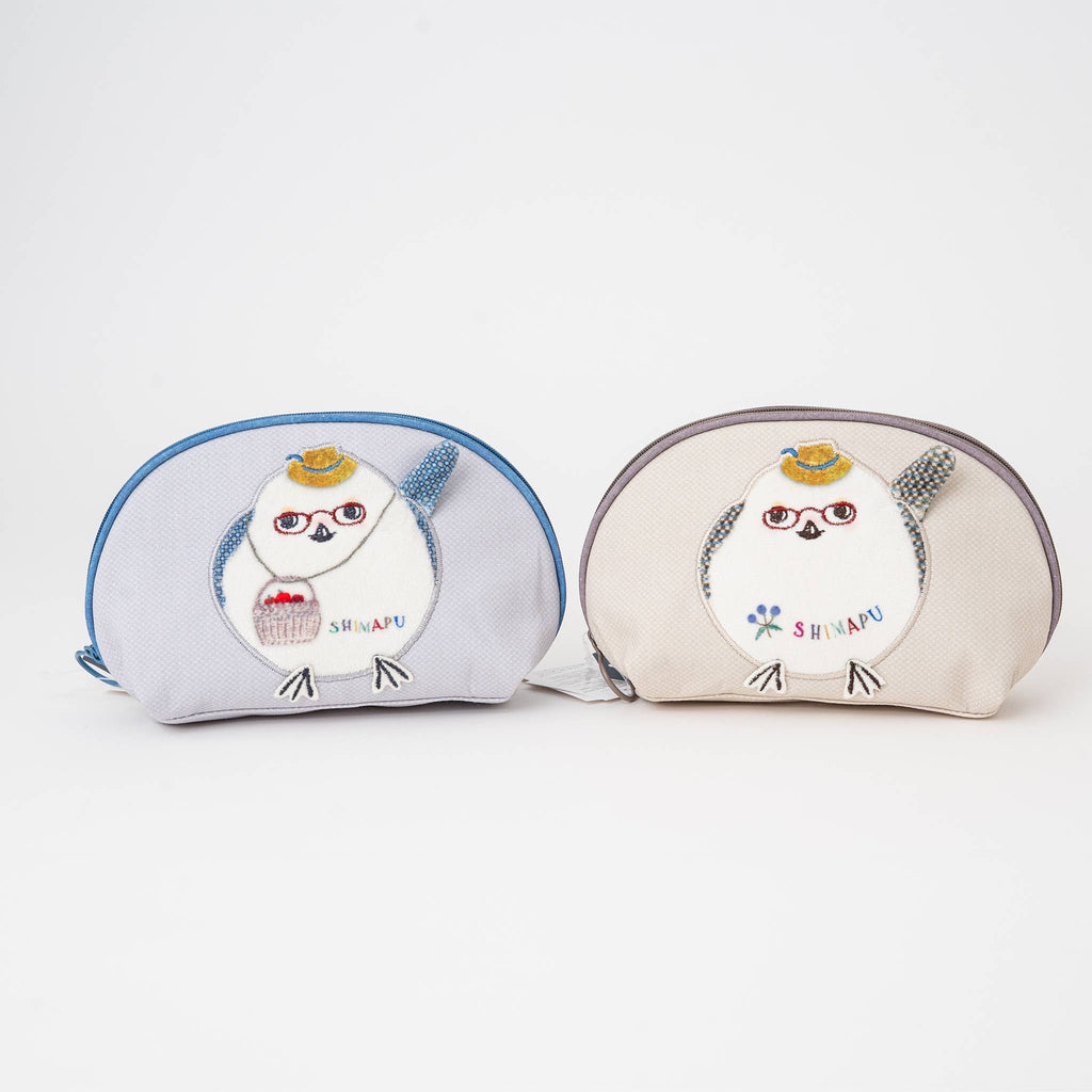 Kusuguru Shimapu Bird Embroidered Shell Pouch