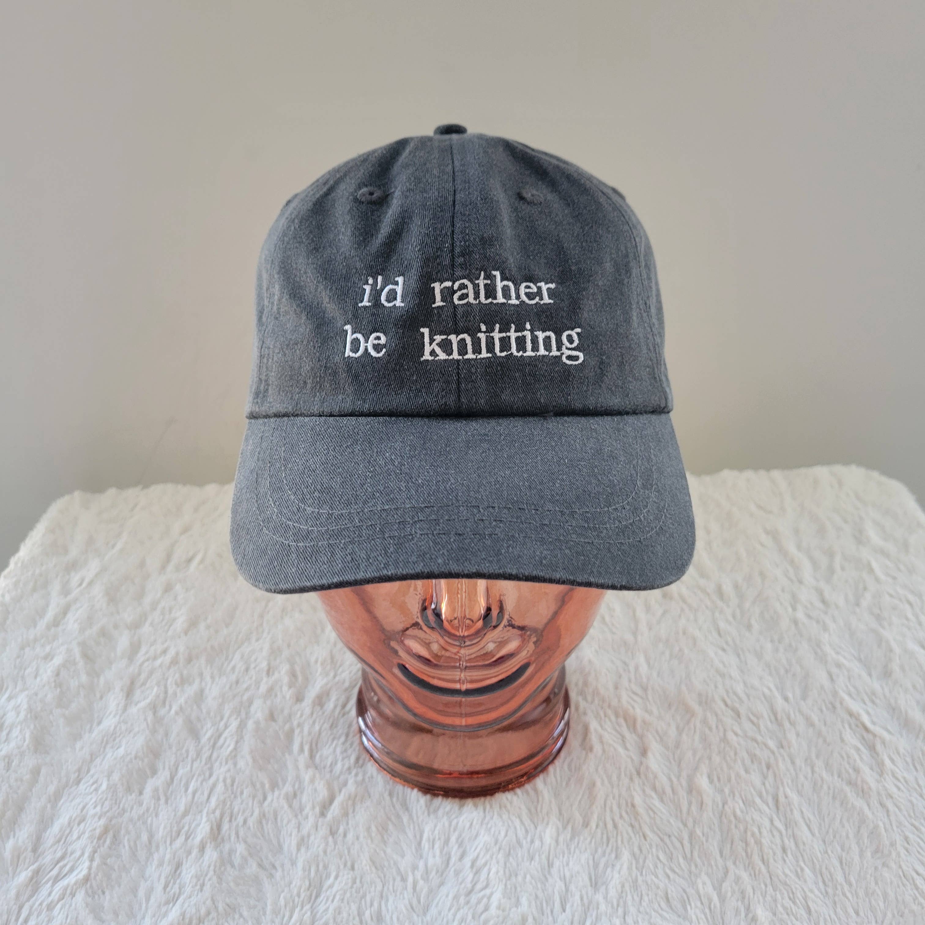 "i'd rather be knitting" Baseball Hat