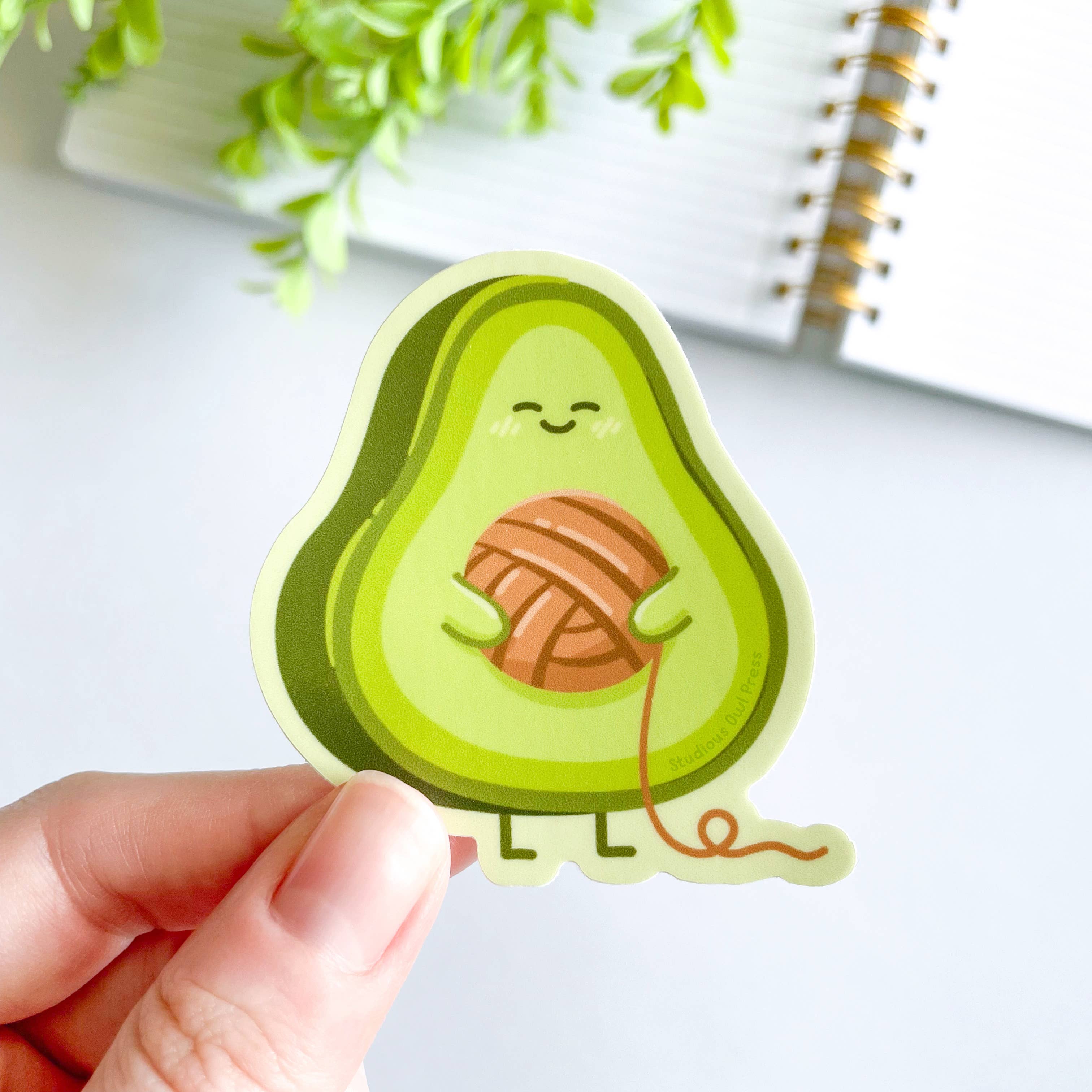 Cute Avocado Yarn Waterproof Matte Vinyl Sticker