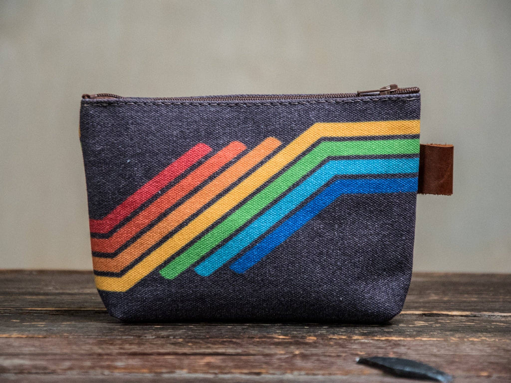 80's Stripes Hand Printed Canvas Zipper Pouch