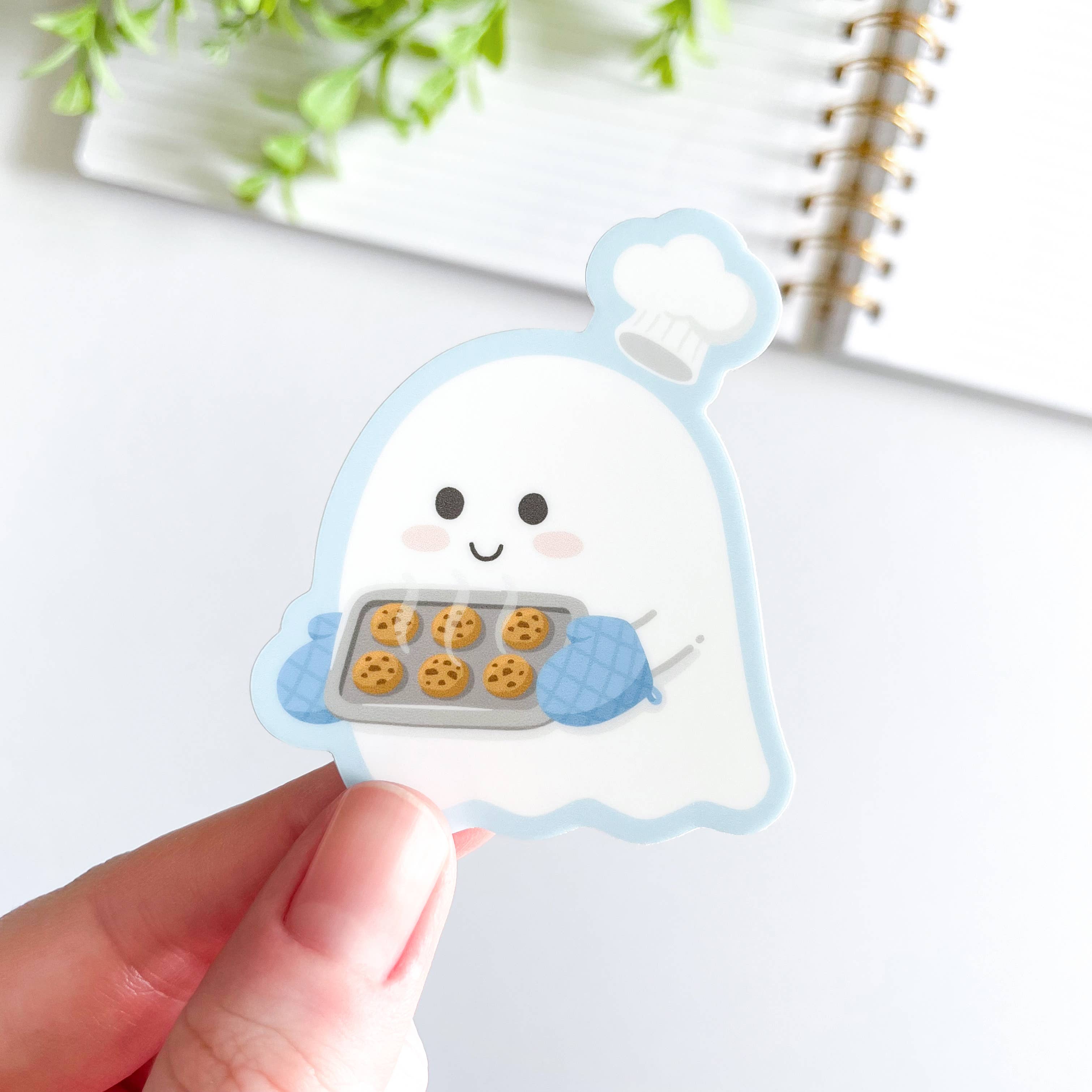 Cute Ghost Baking Cookies Waterproof Matte Vinyl Sticker