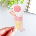 Cute Pink Yarn Ice Cream Waterproof Matte Vinyl Sticker