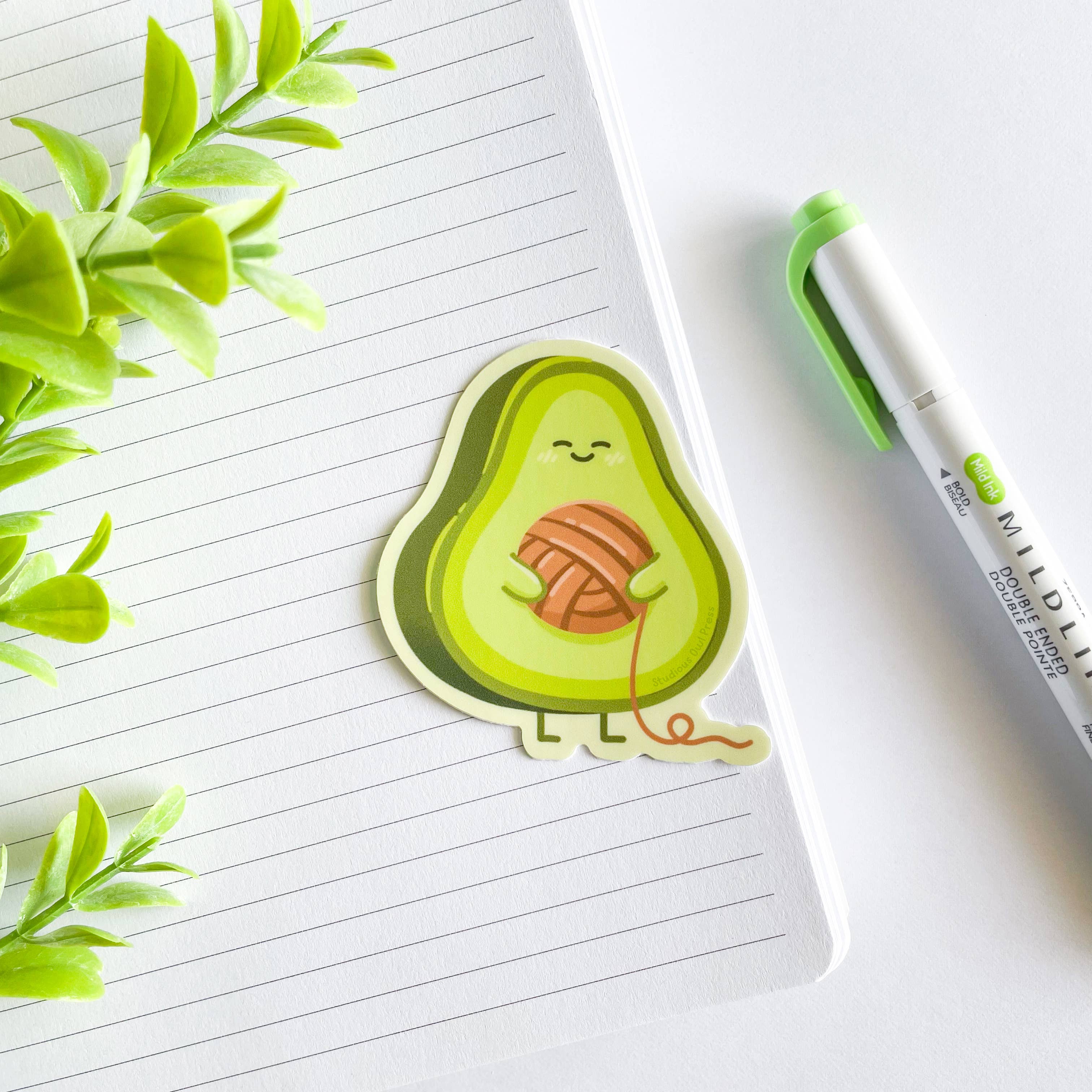 Cute Avocado Yarn Waterproof Matte Vinyl Sticker