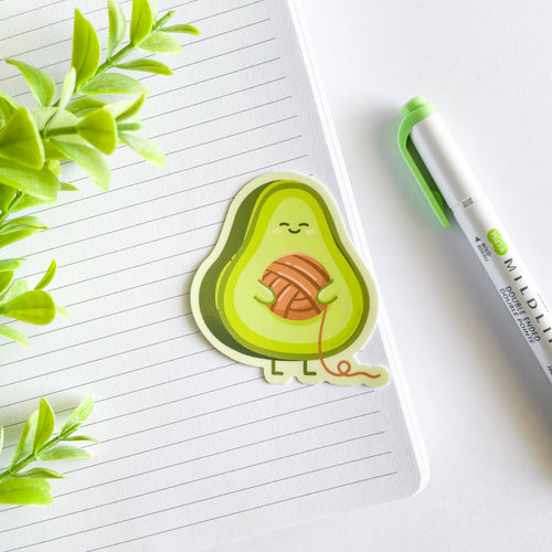 Cute Avocado Yarn Waterproof Matte Vinyl Sticker