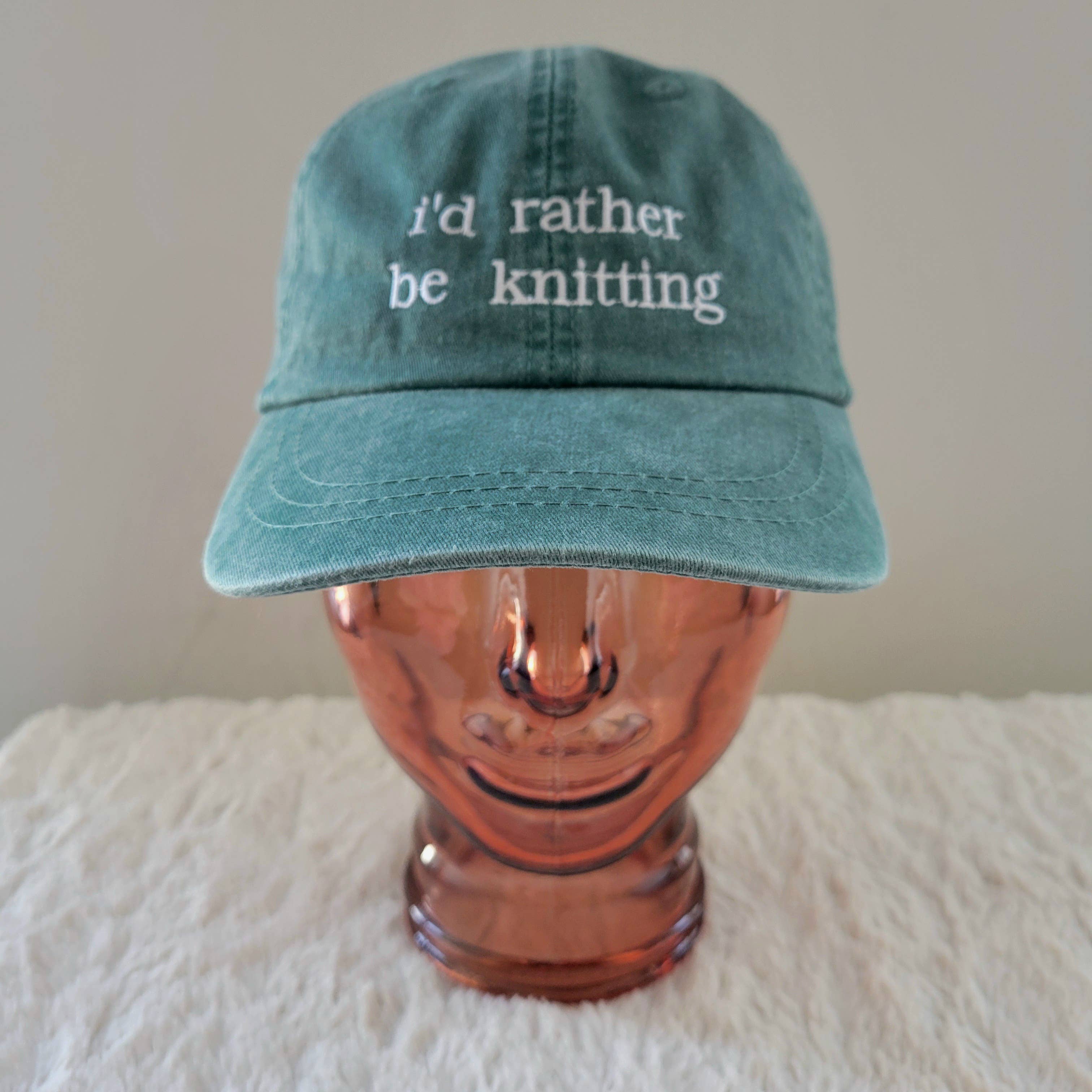 "i'd rather be knitting" Baseball Hat