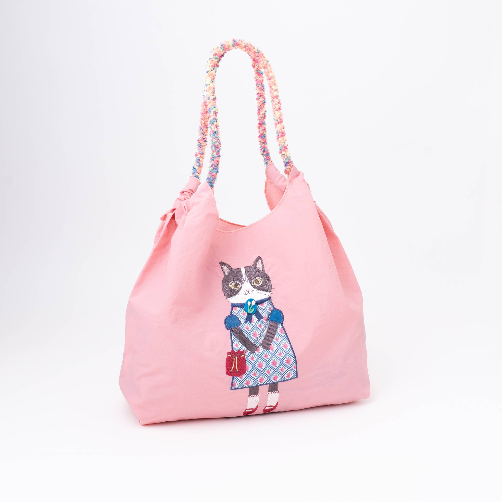 Kusuguru Embroidered Cat Nylon Versatile Shoulder Bag