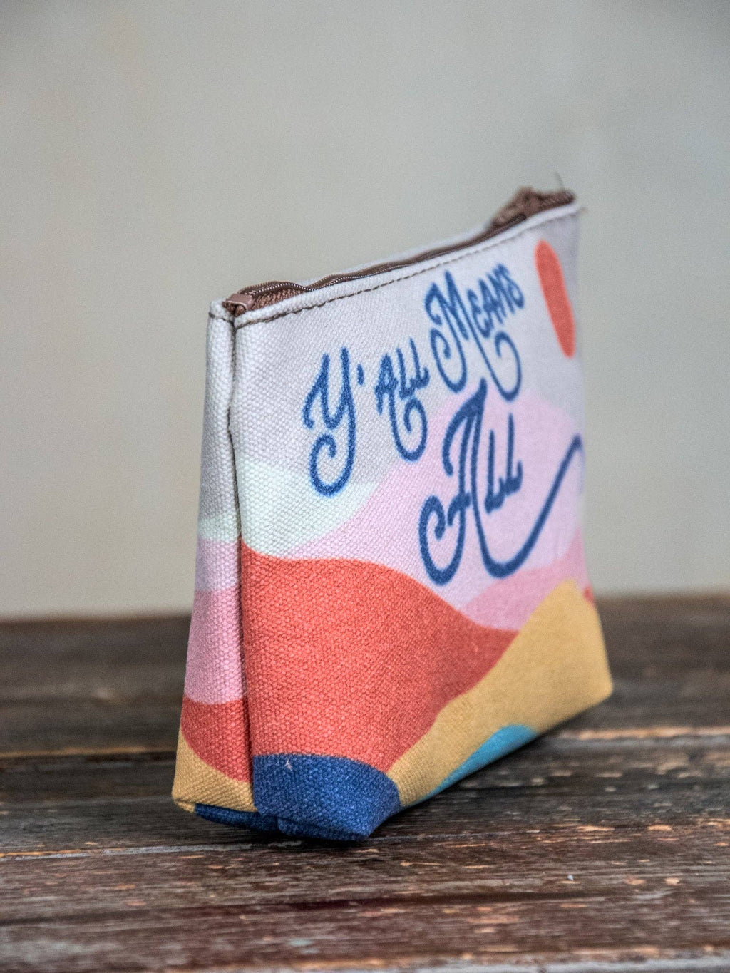 Y'all Means All Mountain Handprinted Canvas Zipper Pouch