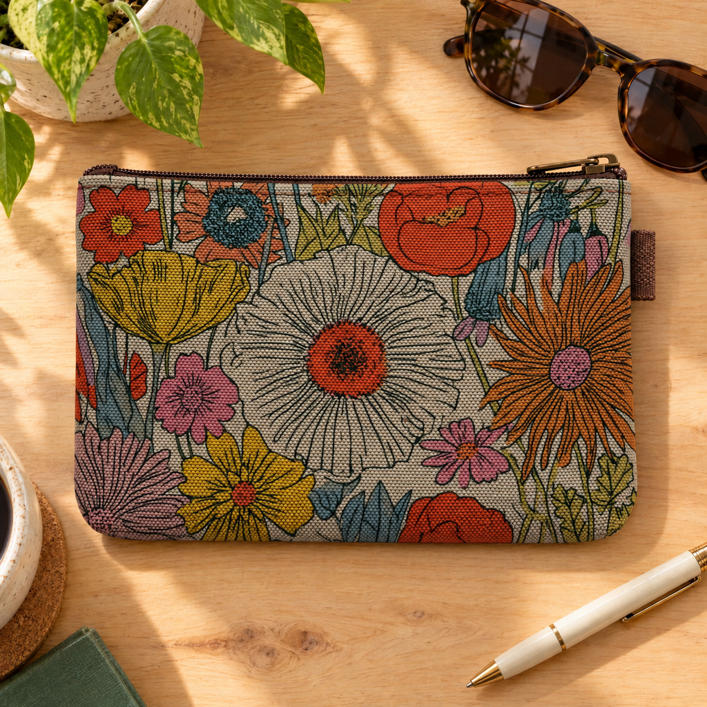 Wildflowers  - Canvas Zipper Pouch