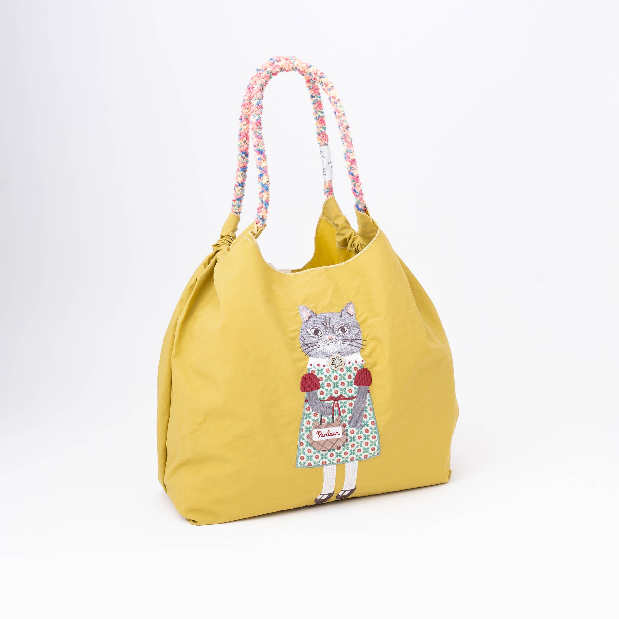Kusuguru Embroidered Cat Nylon Versatile Shoulder Bag